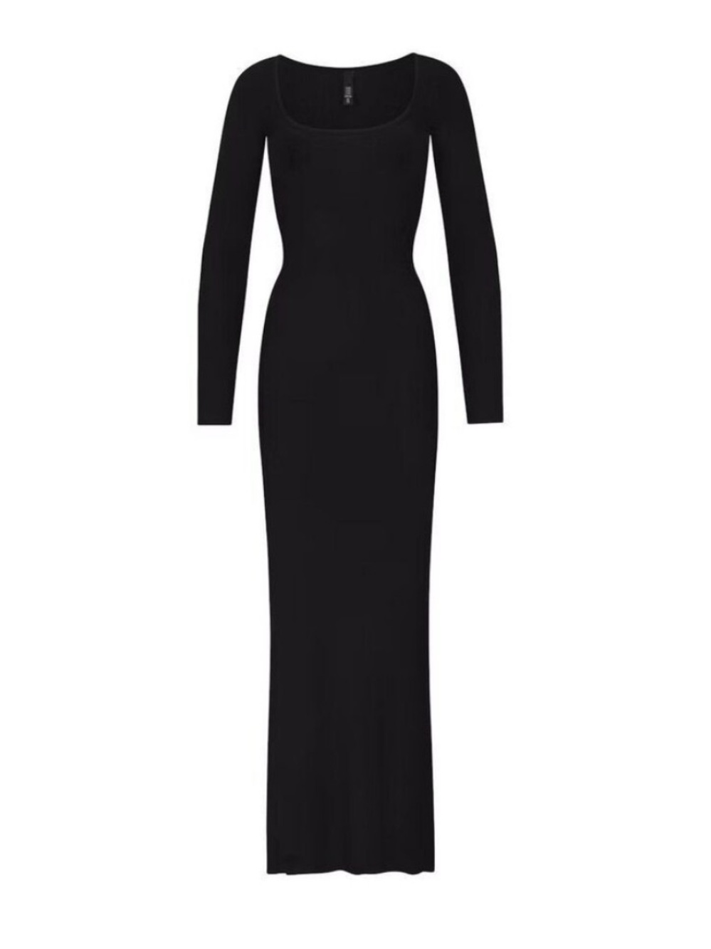 SKIMS Black Long-Sleeve Scoop-Neck Maxi Dress